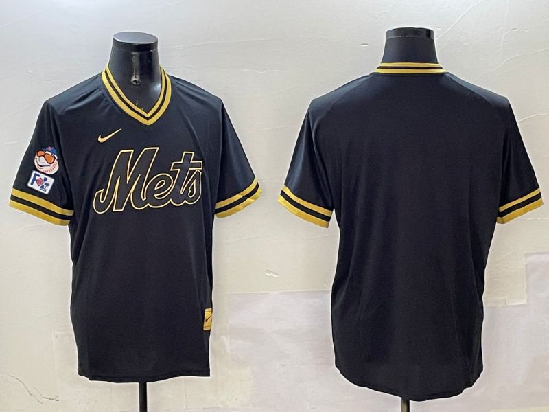 Men New York Mets Blank Black Gold Game 2025 Nike MLB Jersey style 3252